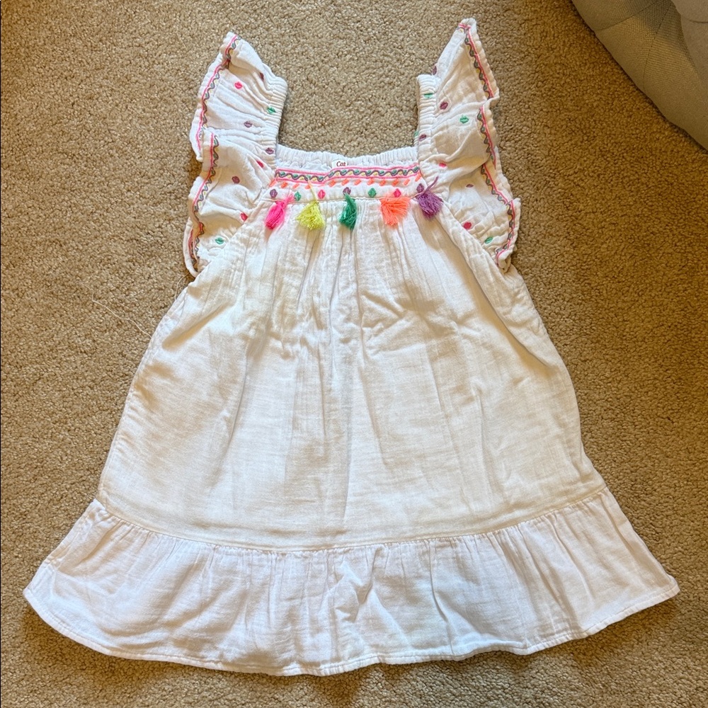 White Tassel Girls Sundress